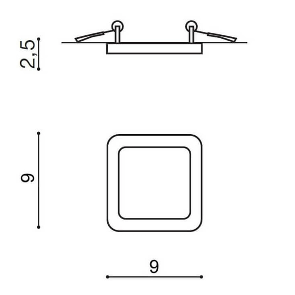 Nowoczesny wpust do zabudowy Slim LED 6W czarny square