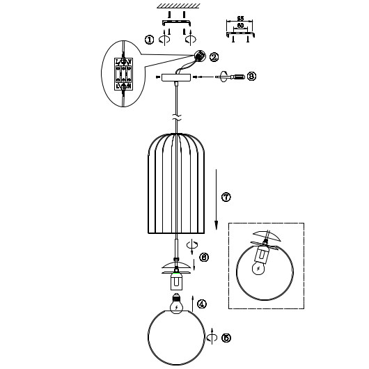 Modernistyczna LAMPA wisząca TELFORD P363PL-01G Maytoni metalowa OPRAWA druciany ZWIS szklana kula złota biała