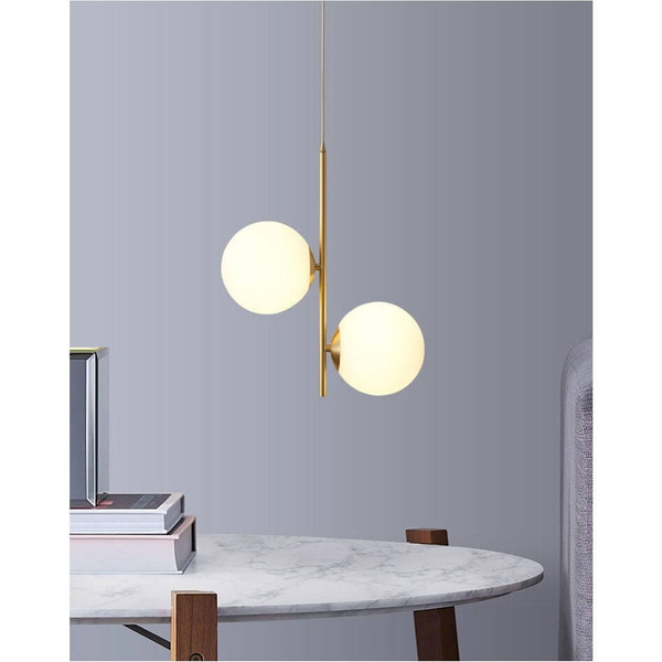 Zwisająca lampa kulista Milano ABR-LWB-E27 Abruzzo szklana biała złota