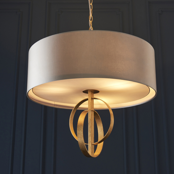 Salonowa lampa wisząca L&-195212 Light& okrągły abażur antyczne złoto