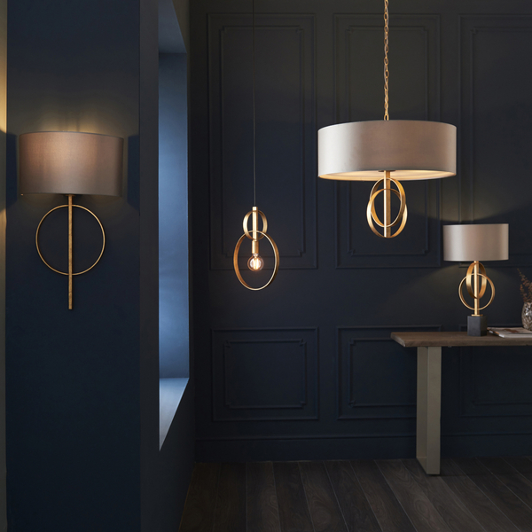 Salonowa lampa wisząca L&-195212 Light& okrągły abażur antyczne złoto