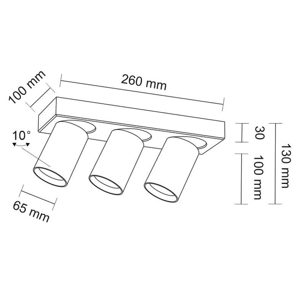 Regulowana LAMPA spot TARUMI 7974 Shilo sufitowa OPRAWA industrialne tuby metalowe czarne
