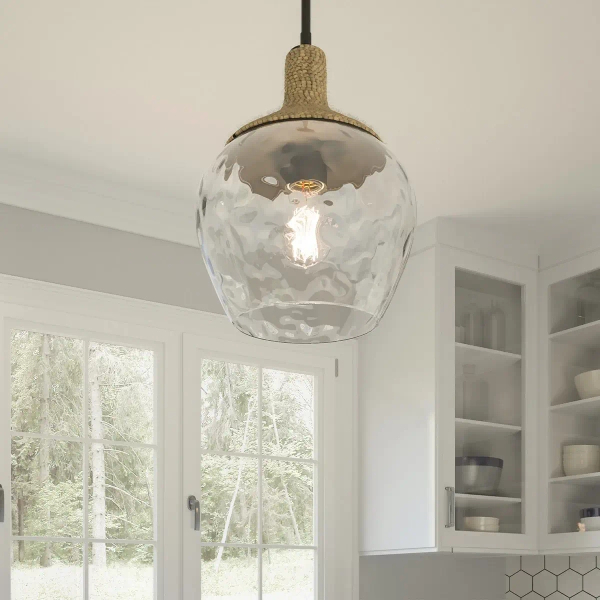 Ekologiczna lampa wisząca Royer QZ-ROYER-1P-MBK szklana rattan czarny