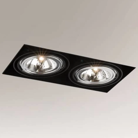 Oczko LAMPA sufitowa KOMORO 3309 Shilo podtynkowa OPRAWA regulowana WPUST do zabudowy prostokątny czarny