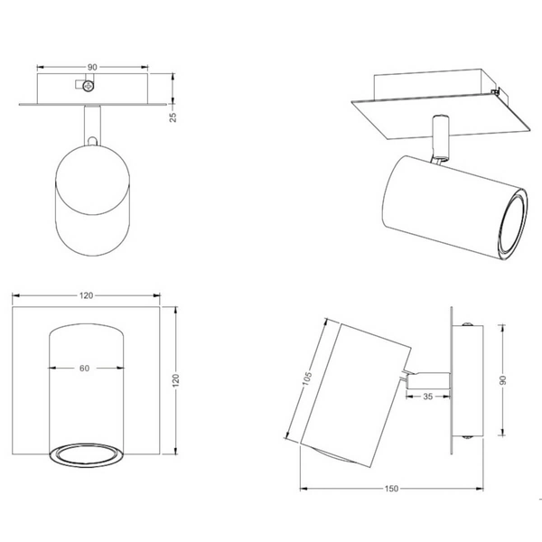 Sufitowa lampa reflektor VANTOS DL104802400 Trio tubka do holu mosiądz