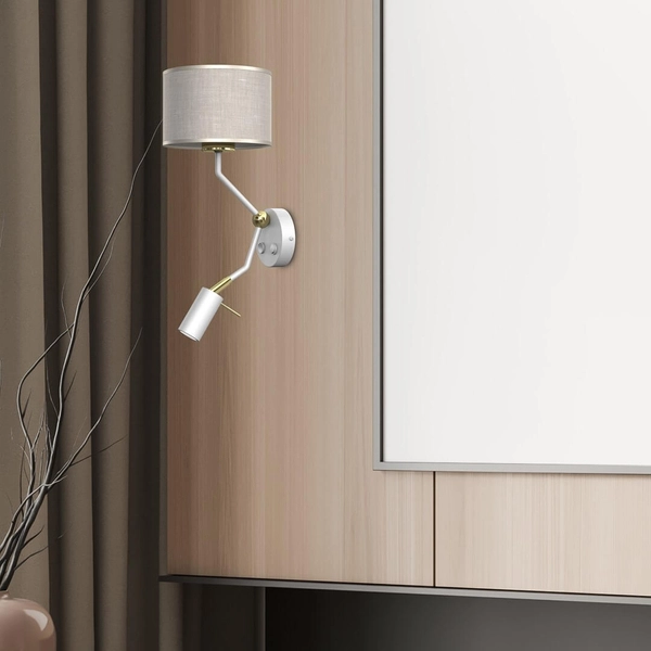 Ścienna lampa sypialniana Lino z regulacją klasyczna biała