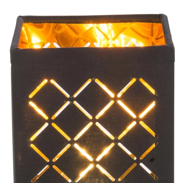 Lampa stołowa kwadratowy Clarke 15229T1 Globo tekstylny abażur czarny złoty