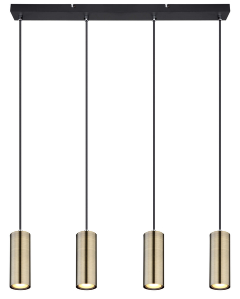 Lampa wisząca Robby 57911-4HM tuby na listwie mosiądz czarne