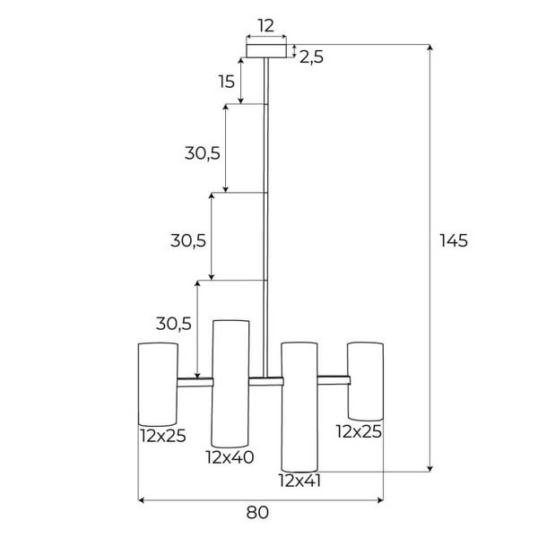 Lampa zwisowa Laxer P0501 Maxlight do sypialni tuby czarna
