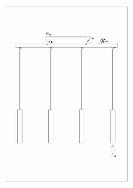 Pokojowa lampa wisząca Sencillo listwa z tubami czarna