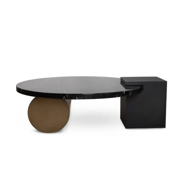 Marmurowy stolik DANTE MM001501100375 czarny złoty do salonu 110cm