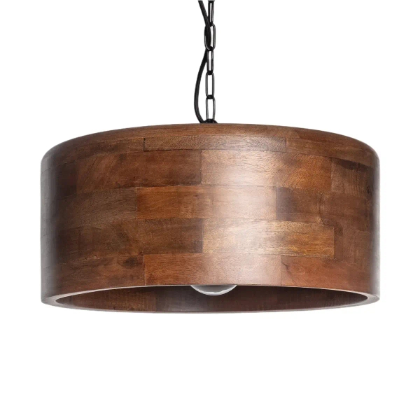 Wiszący lampa z drewno mango Niche ABR-LWD-NICH na łańcuchu brązowa