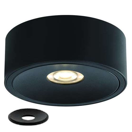 Podtynkowa LAMPA sufitowa Neo Slim Nero KG + Ufo Nero Orlicki Design metalowa OPRAWA wpuszczana okrągła czarna