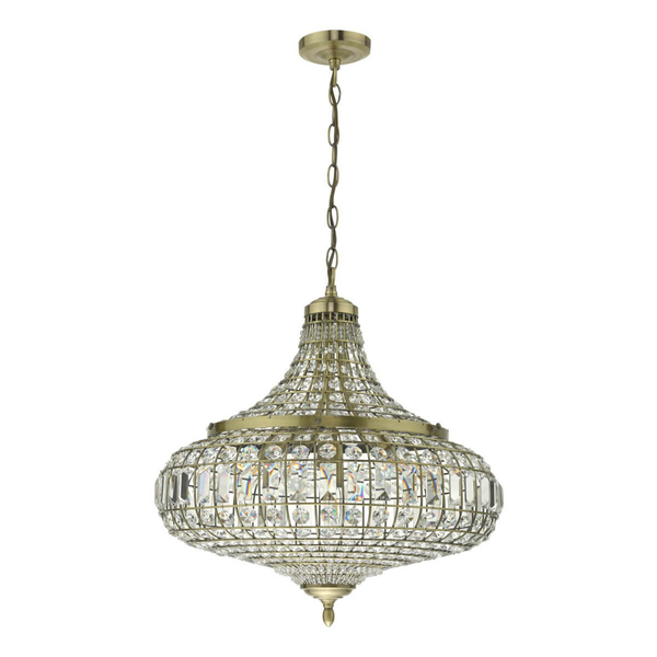 Wisząca lampa kryształowa Asmara ASM0675 mosiądz przezroczysty