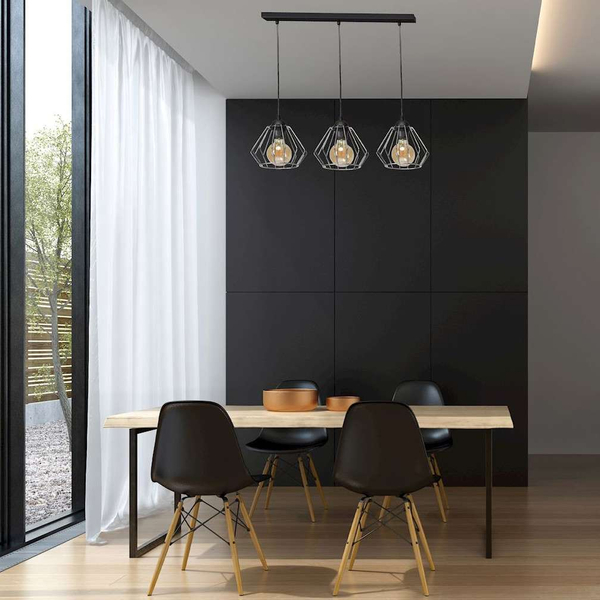 LAMPA wisząca NORMAN MLP6264 Milagro industrialna OPRAWA metalowy ZWIS druciane klatki czarne chrom