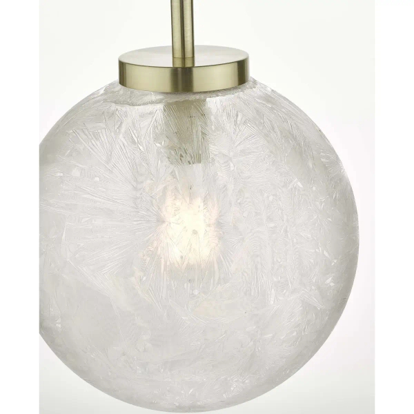 Kulista wisząca lampa Avari AVA0141 szklana kula mosiądz szary