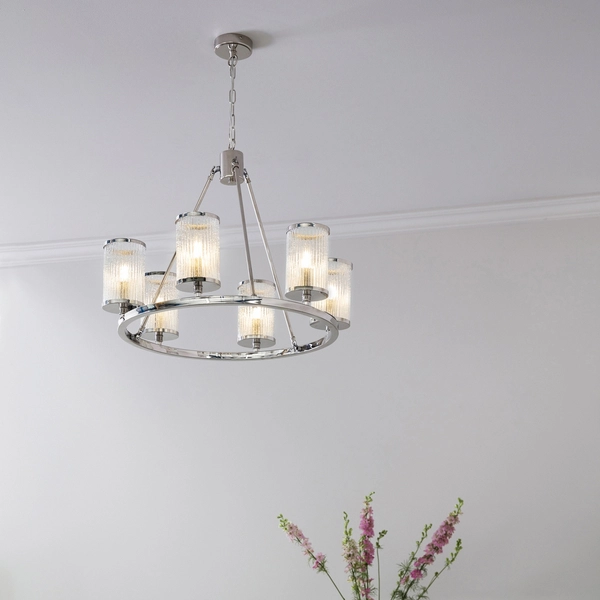 Lampa wisząca Easton 74128 Endon szklane tuby okrągłe nikiel