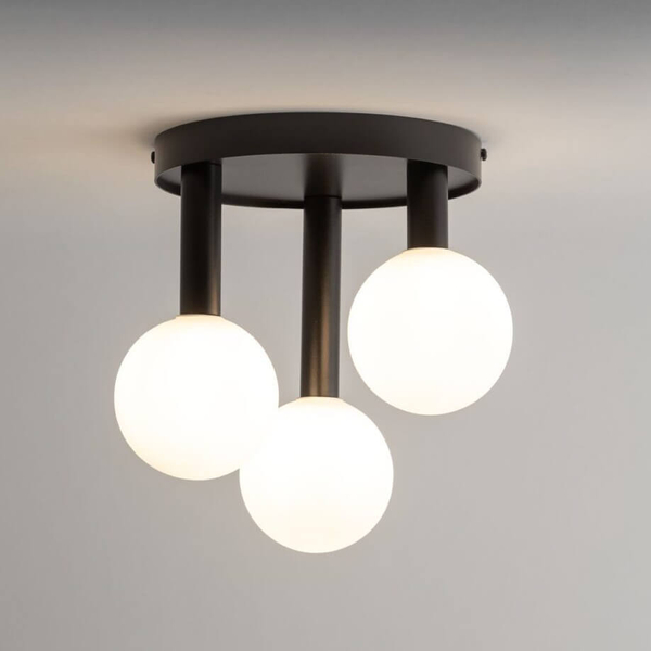 Szklana lampa sufitowa Perla 33484 Sigma okrągła kula czarna biała