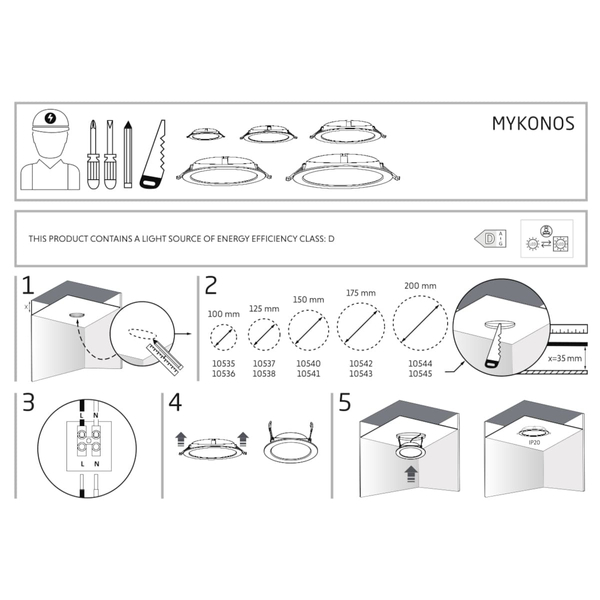 Lampa sufitowa Mykonos 10535 Nowodvorski LED 6W 3000K wpustowa biała