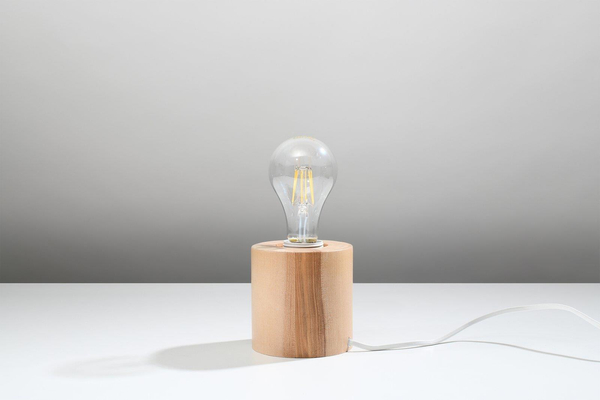 Stojąca LAMPA ekologiczna SL.0674 stołowa LAMPKA okrągła tuba biurkowa drewniana