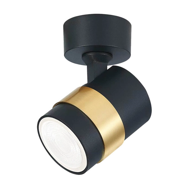 Regulowana lampa przysufitowa Antillo LP-770/1W BK metalowa do sypialni czarny złoty