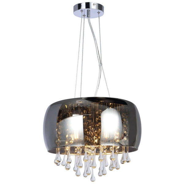 Pałacowa LAMPA wisząca KALLA 15809H Globo szklana OPRAWA zwis glamour kryształki przezroczyste przydymione chromowane