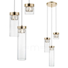 Szklana lampa wisząca GEM P0389-03D-F7AC metalowa tuby złoty przezroczysty