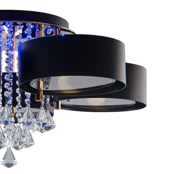 Glamour LAMPA sufitowa DRS8006/5 LED 300W TR BL Elem 5-punktowa OPRAWA z pilotem kryształki złote czarne