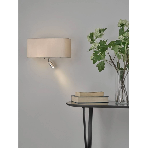 Ścienna lampa do salonu Ronda RON712L tkaninowa metal biały chrom