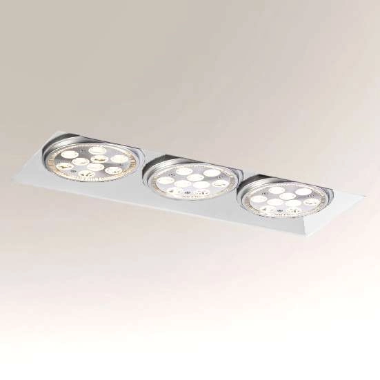 Oczko LAMPA sufitowa YATOMI 7366 Shilo prostokątna OPRAWA podtynkowa WPUST regulowany listwa metalowa biała