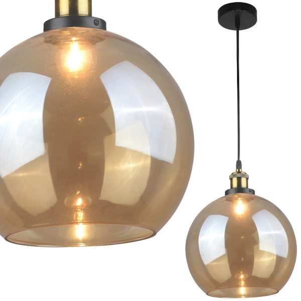 Loftowa LAMPA wisząca IRWIN 316202 Polux szklana OPRAWA skandynawski ZWIS kula bursztynowa