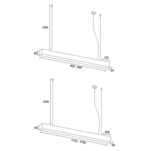 Zwisowa lampa liniowa Lupinus 5115003202-1 Elkim LED 16W 4000K biała