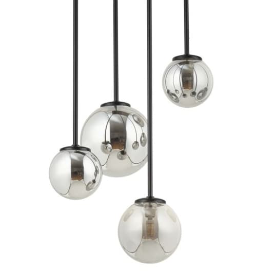 Kulista lampa sufitowa do salonu Tulia 33502 Sigma szklana czarna szara