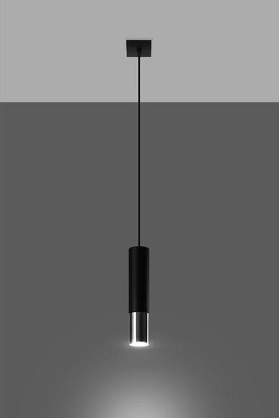 Modernistyczna LAMPA wisząca SL.0940 metalowa OPRAWA loftowy ZWIS tuba czarna chrom