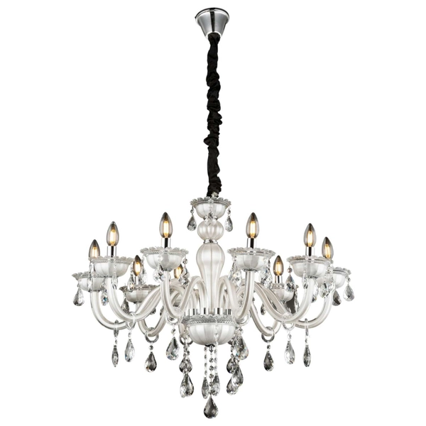 Żyrandol LAMPA wisząca TEEJAY 64118-10 Globo świecznikowa OPRAWA pałacowy zwis z kryształkami maria teresa crystal biały