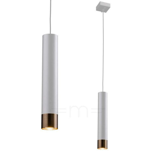 Wisząca lampa tuba EIDO 0356 okrągła metalowa sopel zwis patyna biały