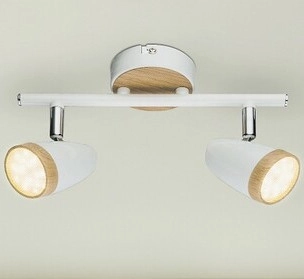 LAMPA sufitowa KAREN 5565 Rabalux skandynawska OPRAWA plafon metalowe reflektorki LED 8W 3000K regulowane drewno białe