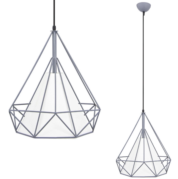 Druciana LAMPA wisząca 8802/1 ZWIS - 03 Elem metalowa OPRAWA abażurowy zwis szary biały