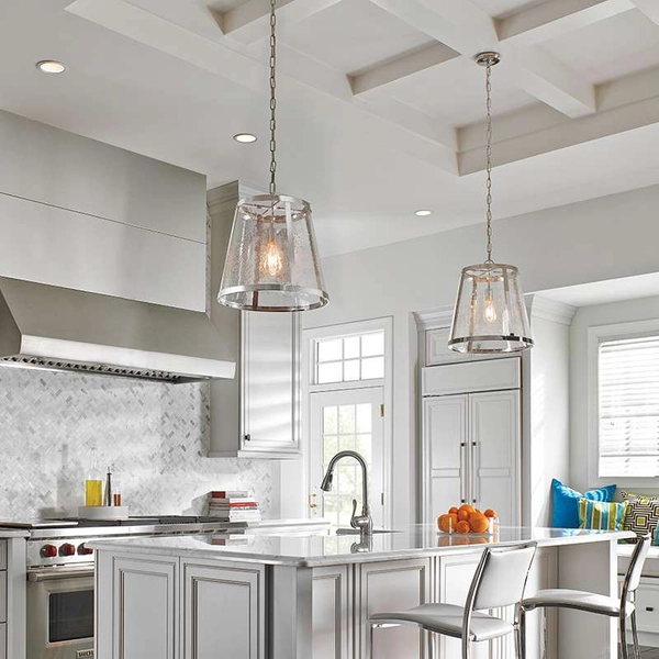 LAMPA wisząca Harrow FE/HARROW/P/M Elstead FEISS industrialna OPRAWA szklana ZWIS hygge polerowany nikiel przezroczysty