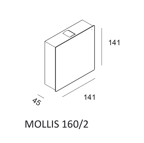 Kinkiet do salonu Mollis 616002203 Elkim LED 2W 4000K square czarny