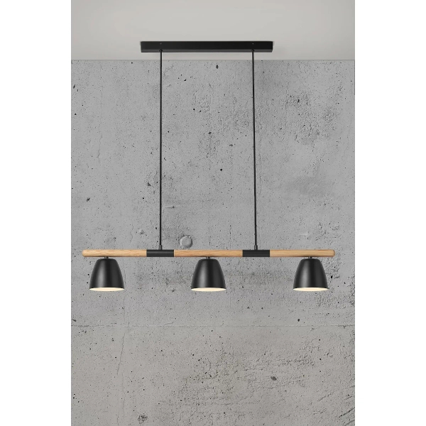 Lampa wisząca do kuchni Theo 2112603003 nad stół drewniana czarna