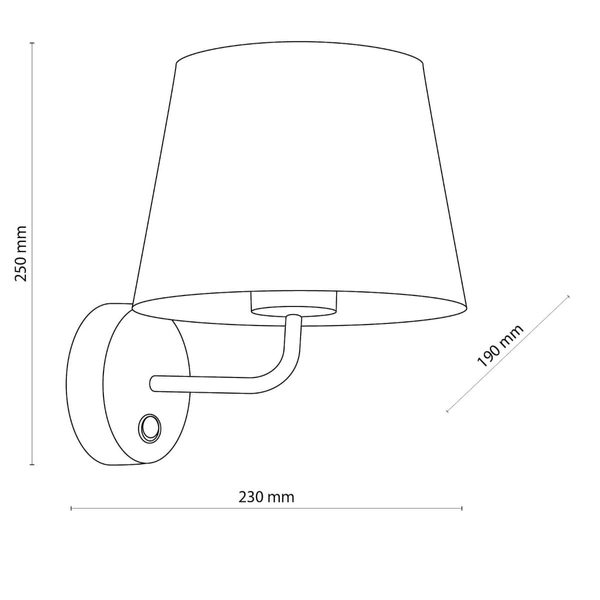 Kinkiet z włącznikiem Maja 1884 TK Lighting z abażurem nad łóżko czarny