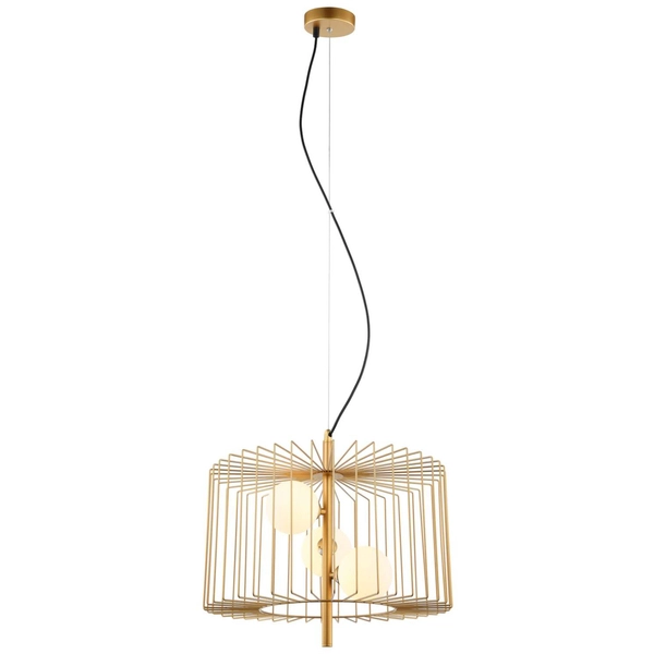 Lampa wisząca DAREN MDM-3937/3 GD druciana klatka metalowa złota