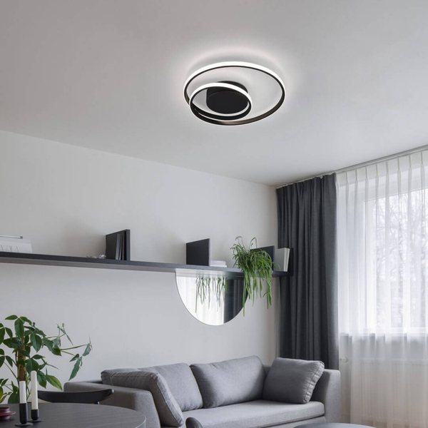 Czarna lampa sufitowa Zibal R62911132 LED 22W 3000K nad łóżko