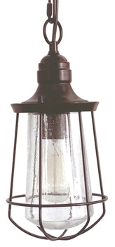 Lampa wisząca zewnętrzna QZ-MARINE8-S Quoizel na łańcuchu na taras brązowa