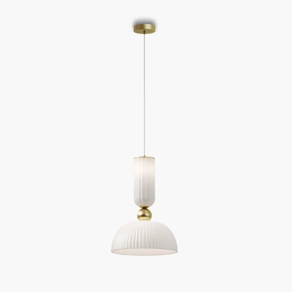 Szklana lampa wisząca glamour Antic MOD302PL-01W1 kopułowa biała złota