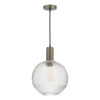 Zwisająca szklana lampa Nikolas NIK0167-E02 żebrowana kula chrom