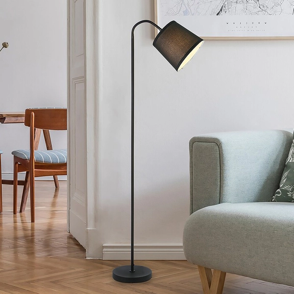 Abażurowa lampa podłogowa Godric 6640 stojąca z regulacją czarna