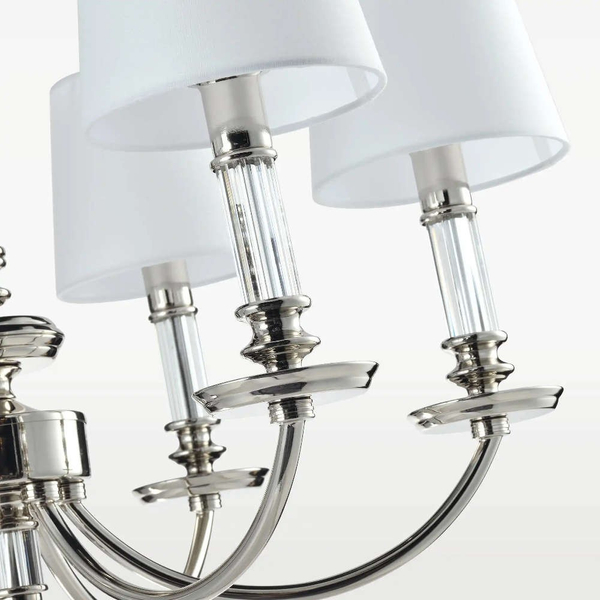 Abażurowa LAMPA wisząca SIENA P06308NI-WH Cosmolight glamour zwis na łańcuchu nikiel