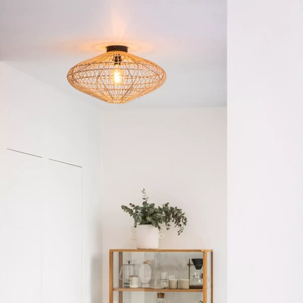 Sufitowa lampa rattanowa Magali 03135/56/72 Lucide drewniana czarna